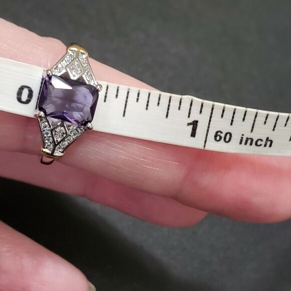 Sterling silver with gold purple rhinestone ring size 8 - Picture 9 of 9